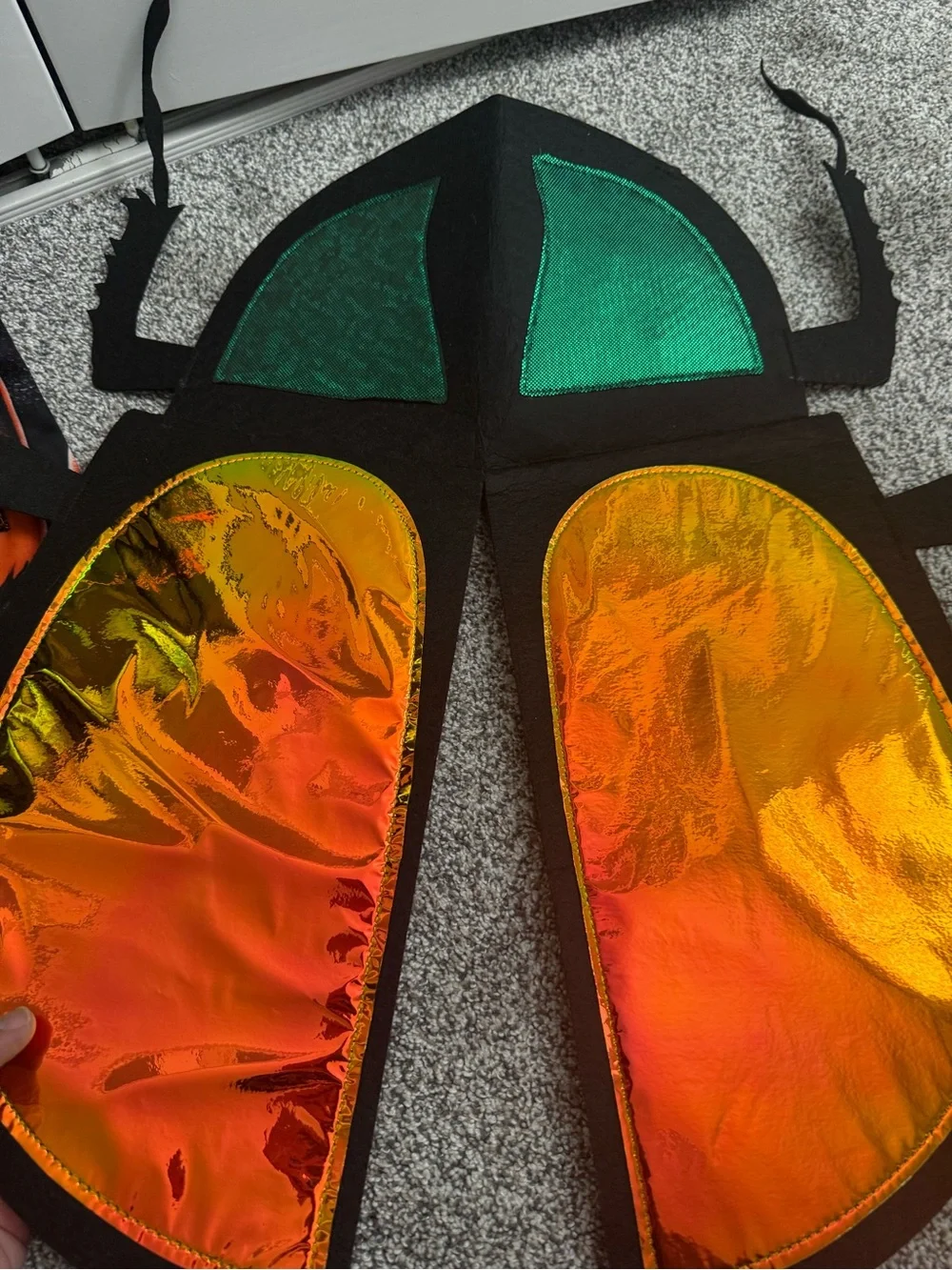 Kids Black Ninja Costume with Iridescent Gold-Orange Panelso